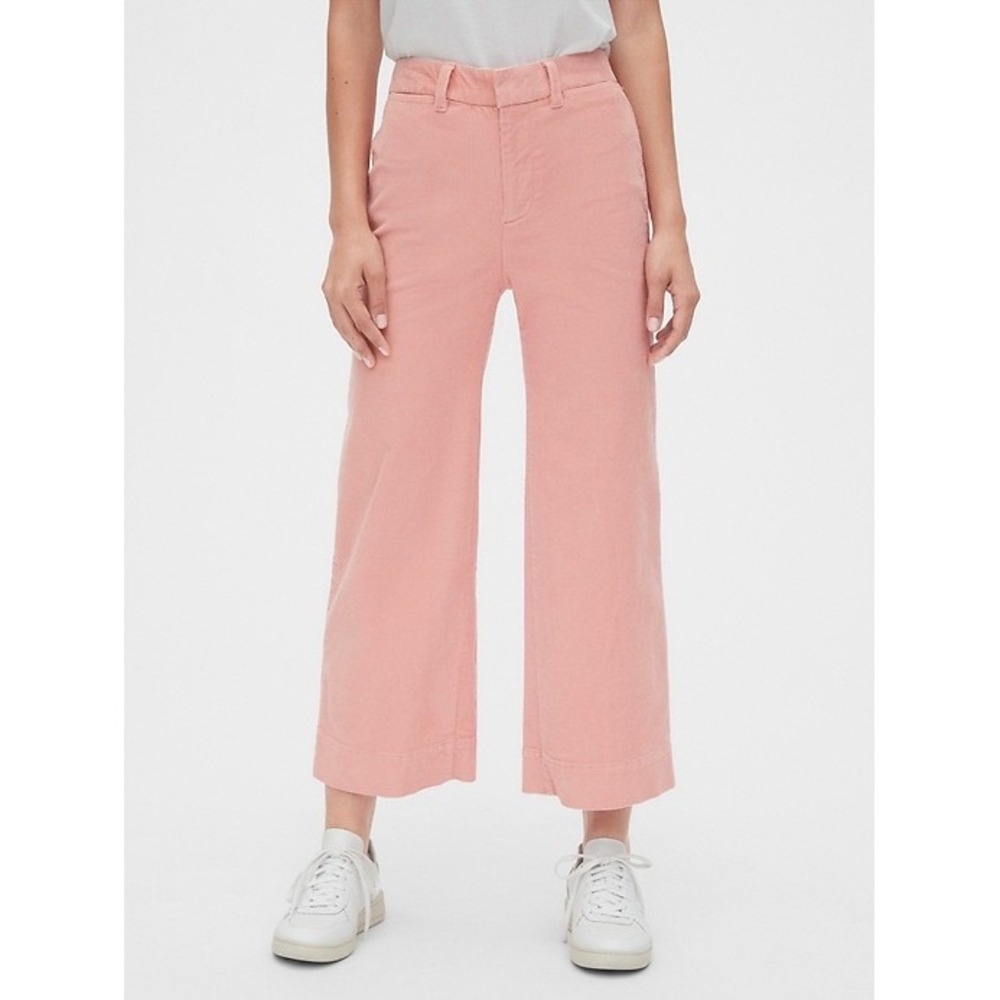 Gap Pink High Rise Wide Leg Crop Corduroy‎ Pants Size 8